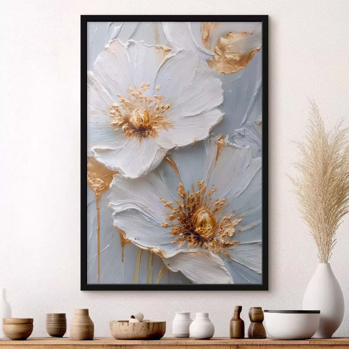 Poster Margherite strutturate: arte a impasto con pennellate espressive f45241