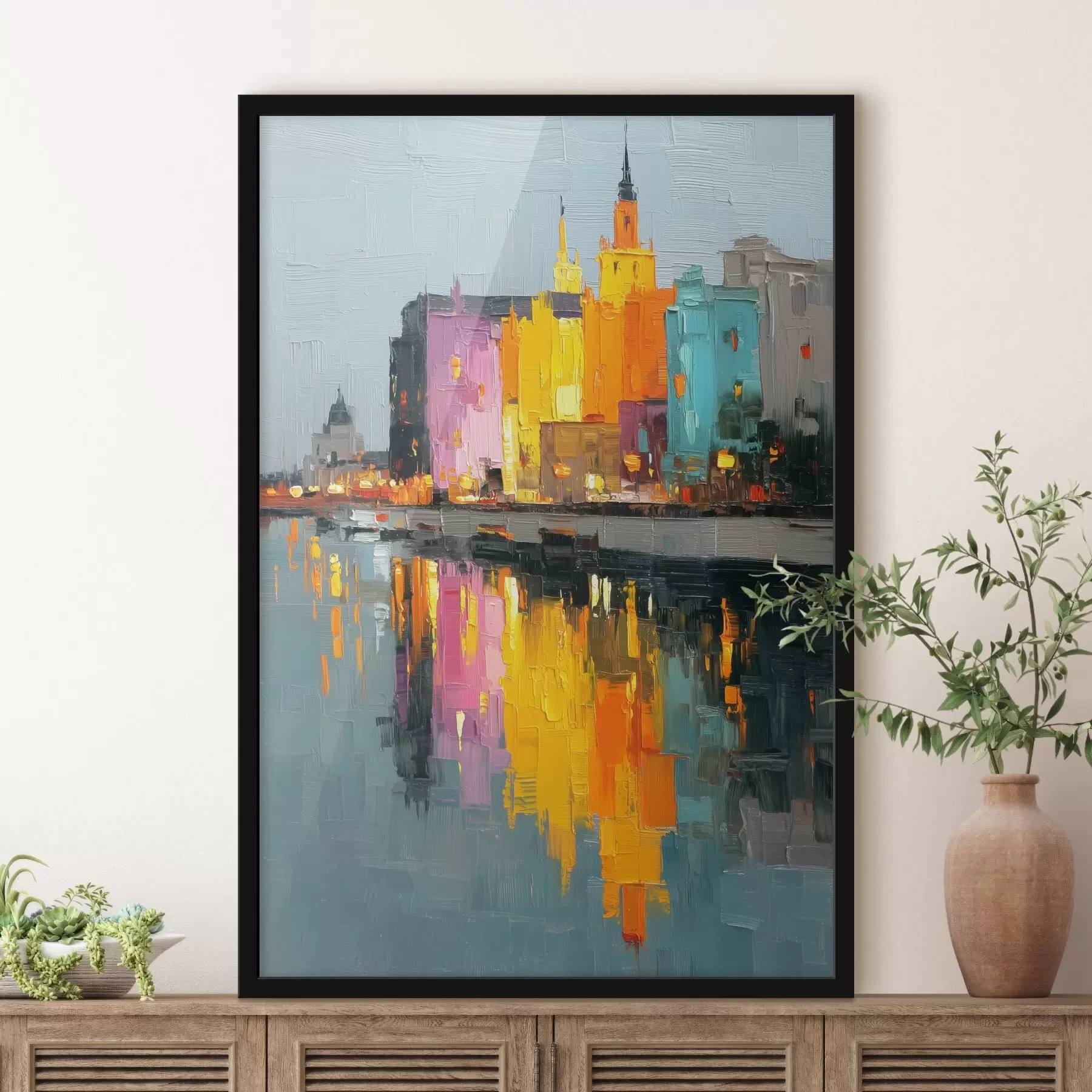 carta da parati Luci della città: paesaggio vibrante in stile impasto nr. f45242