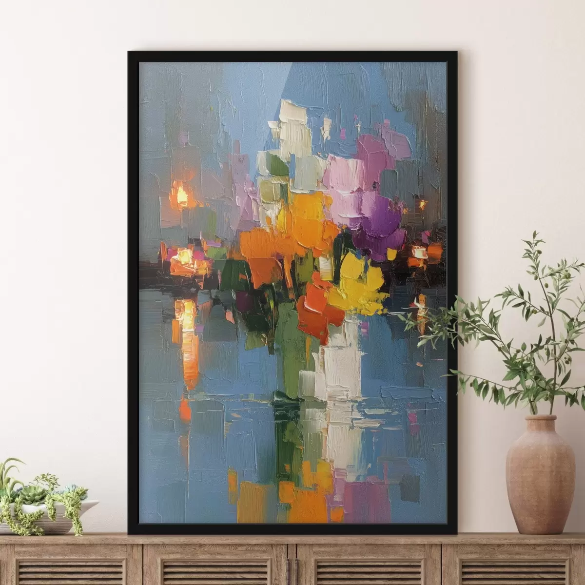 Poster Astrazione urbana: riflessione della luce nell'acqua f45243