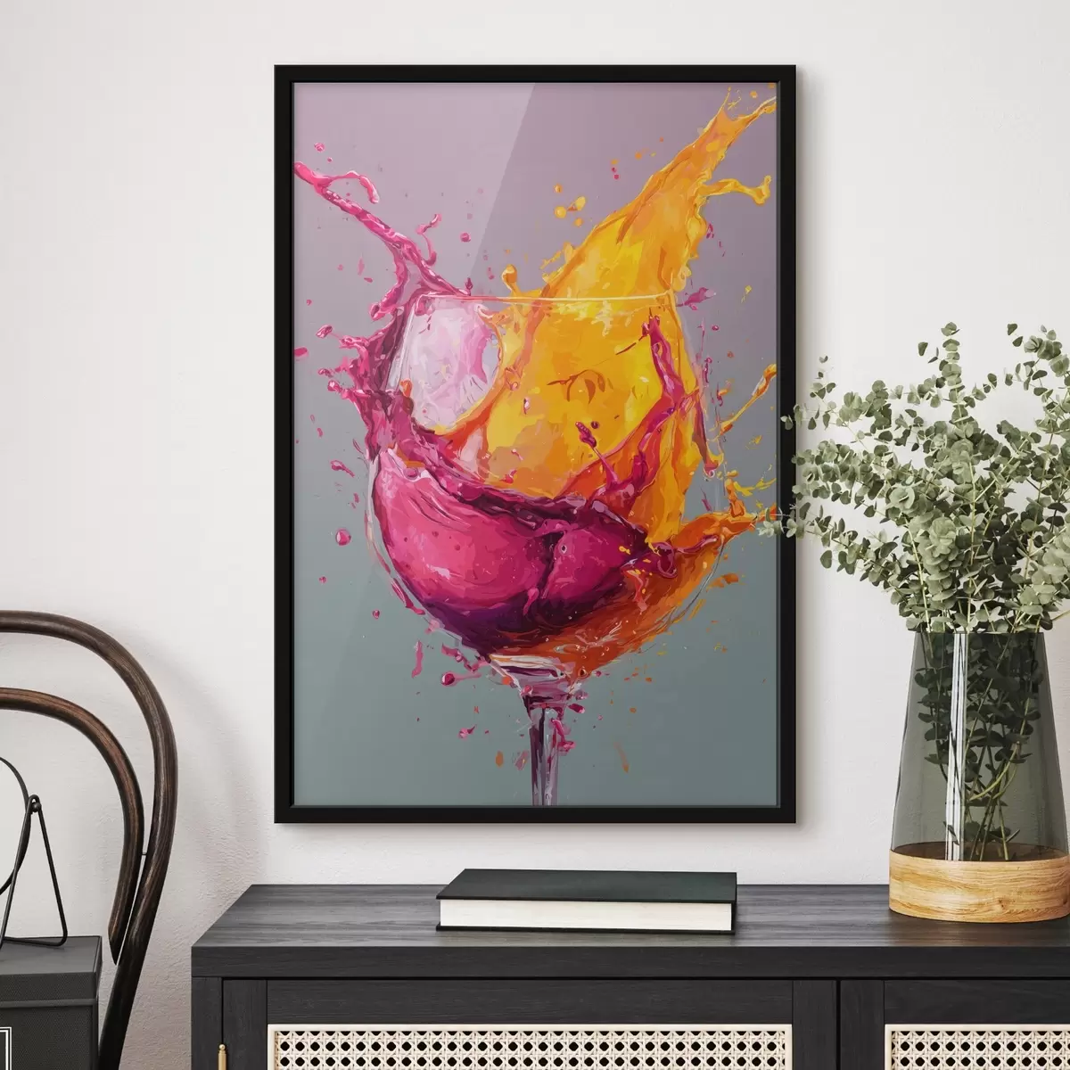 Poster Schizzi di colore: astrazione dinamica in un bicchiere f45244