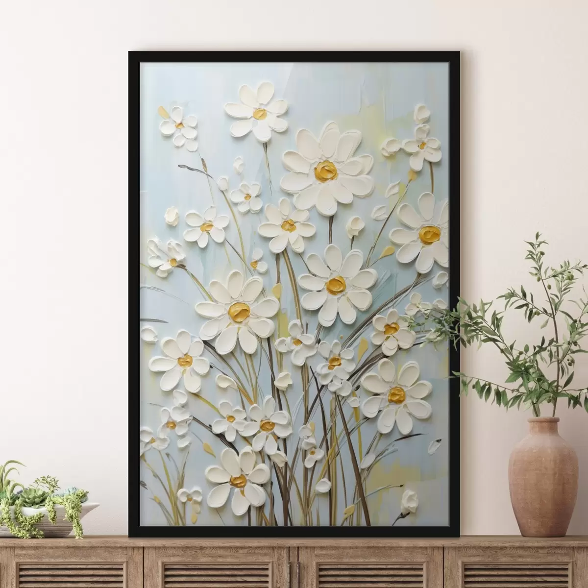 Poster Margherite strutturate: arte a impasto con pennellate espressive f45266