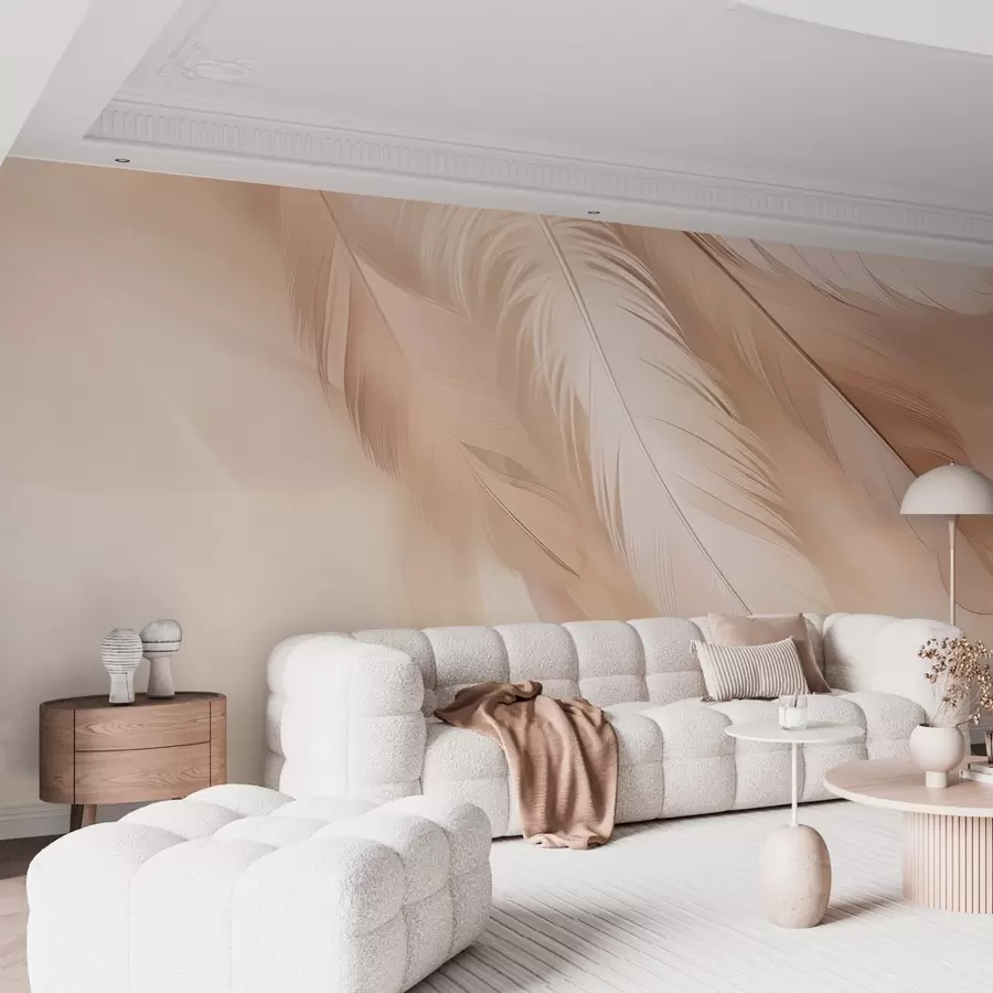 carta da parati Piume senza peso in una soffice foschia di toni caldi nr. w09286