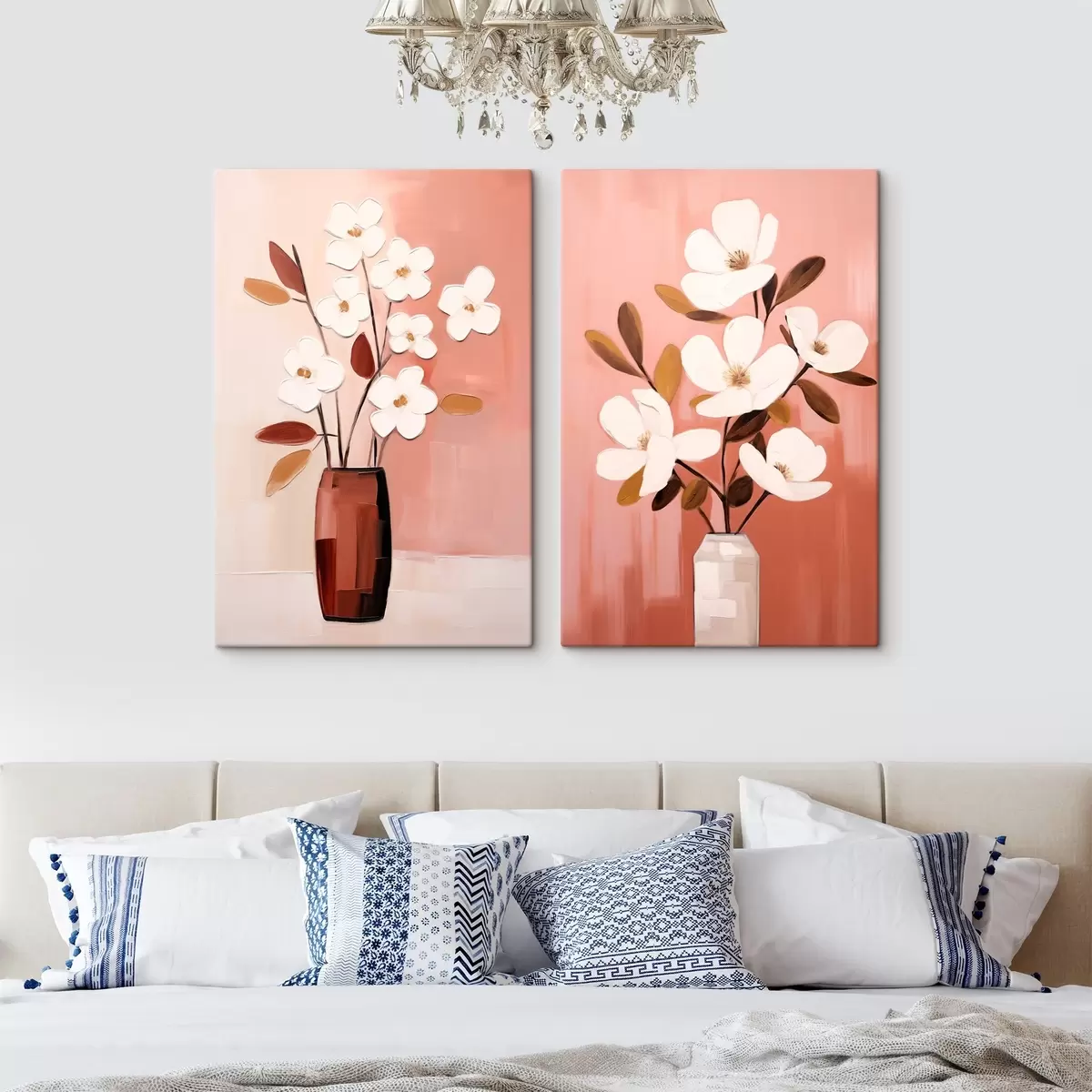 carta da parati Composizione con vasi a contrasto e fiori bianchi strutturati nr. m00575