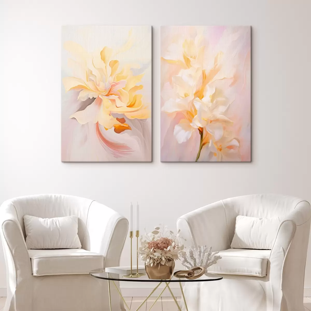 carta da parati Delicato dittico in stile acquerello con transizioni di colore nr. m00576