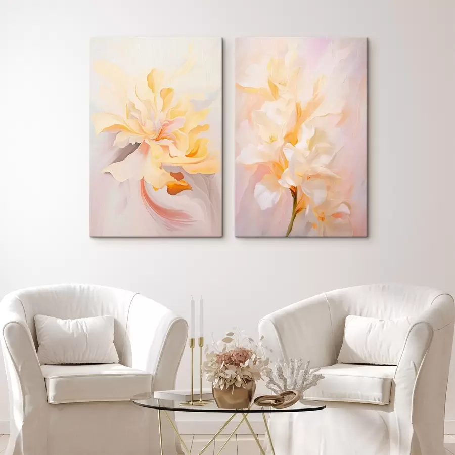 carta da parati Delicato dittico in stile acquerello con transizioni di colore nr. m00576