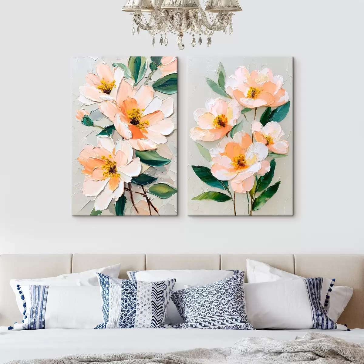 carta da parati Dipinto in stile Impasto che combina un grande bouquet e singoli fiori nr. m00579