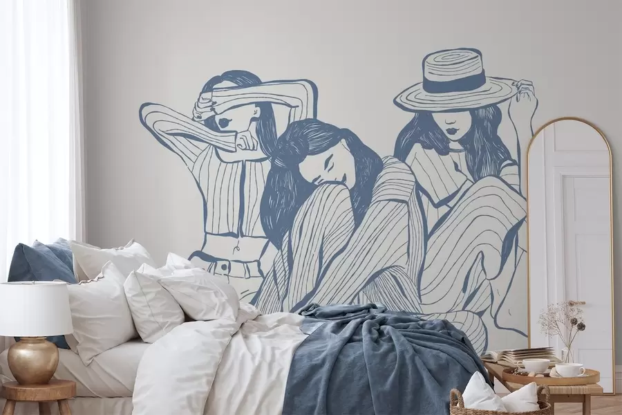 Carta da parati per Bambini Sfumature di blu per le ragazze 