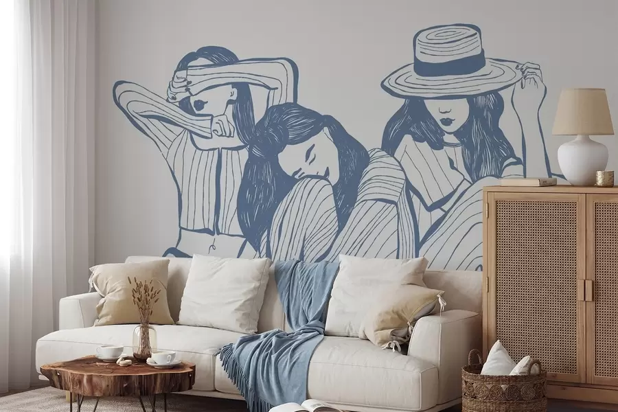 Carta da parati per Bambini Sfumature di blu per le ragazze 