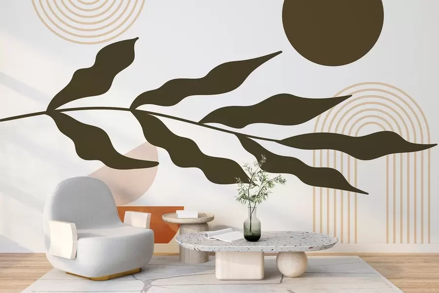 carta da parati Astrazione, foglie, archi lineari nr. w04386