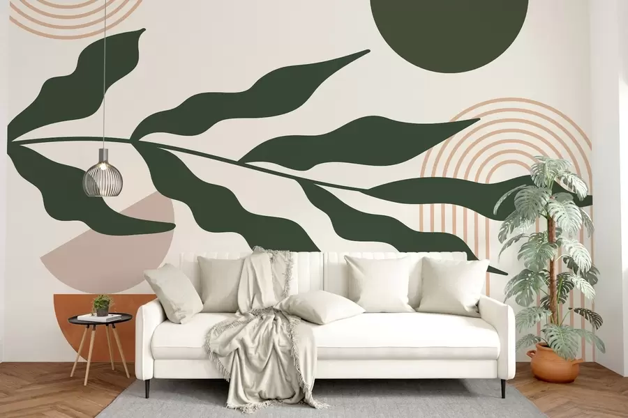 carta da parati Astrazione, foglie, archi lineari nr. w04386v1