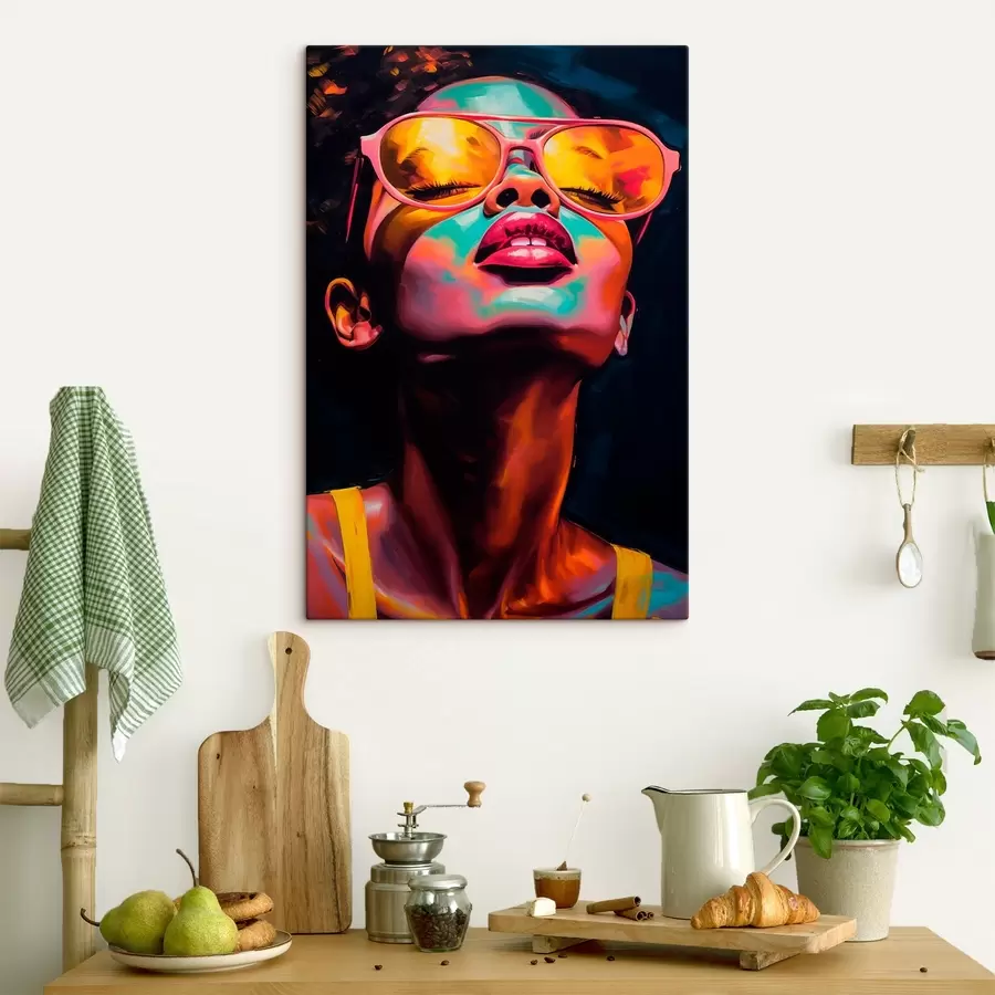 carta da parati Donna con occhiali gialli nr. s45311