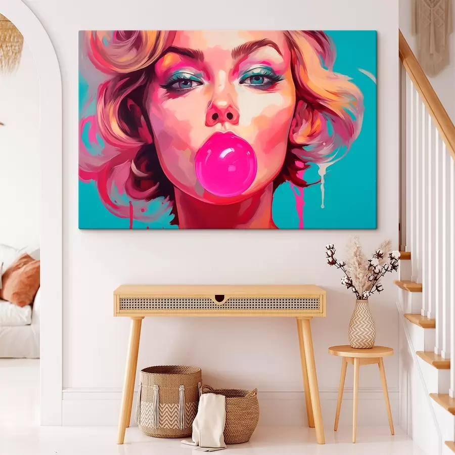 carta da parati Ragazza con gomma da masticare rosa nr. s45321