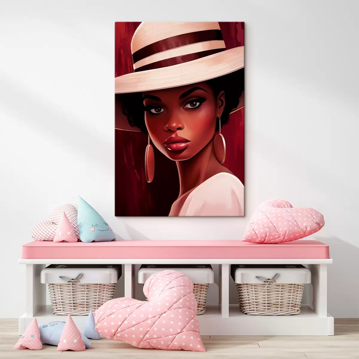 carta da parati Donna con cappello chiaro e orecchini rotondi nr. s45323