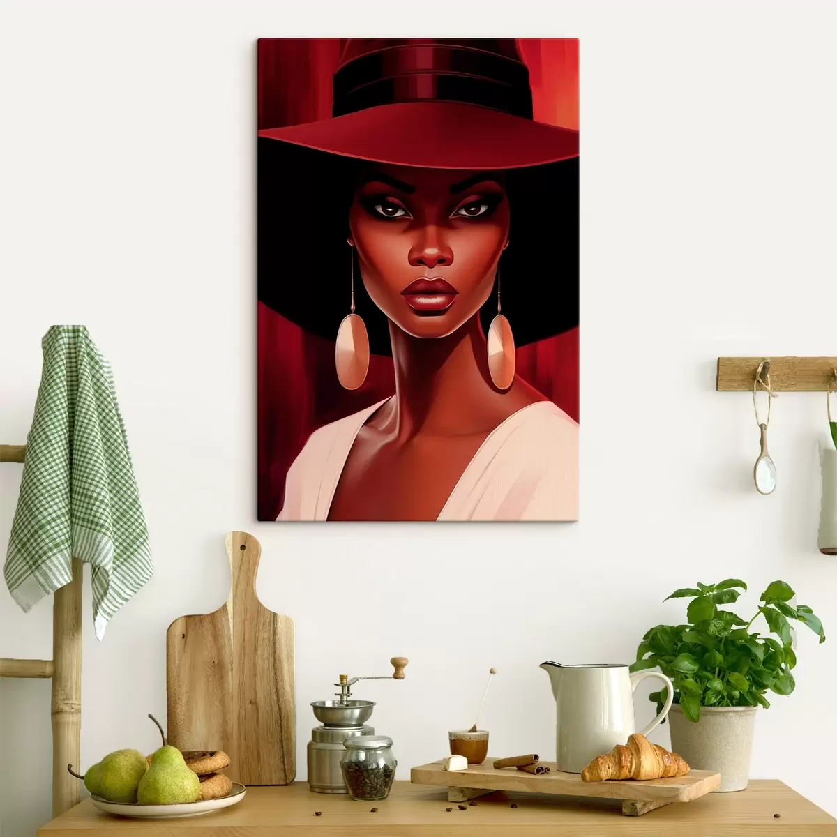 carta da parati Donna con cappello e orecchini tondi nr. s45325