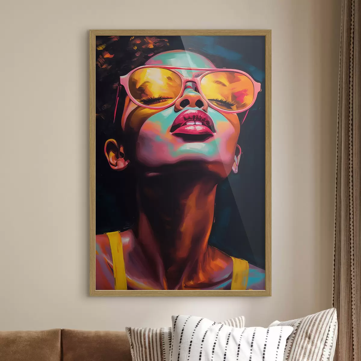 Poster Donna con occhiali gialli f45311