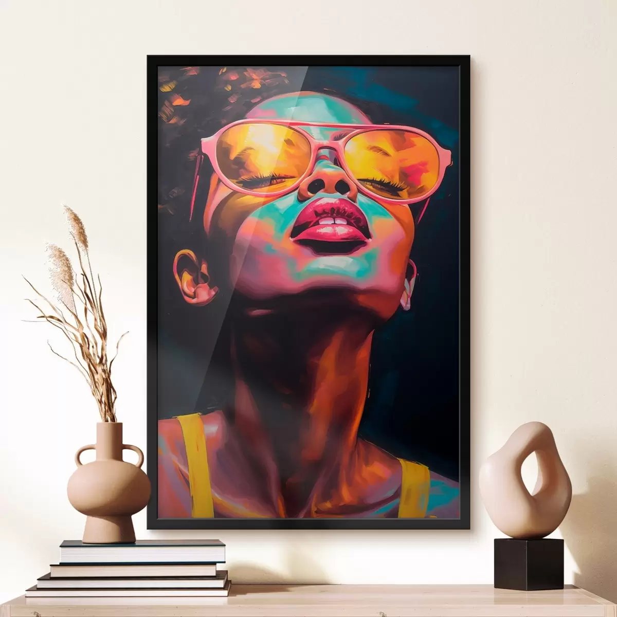 Poster Donna con occhiali gialli f45311