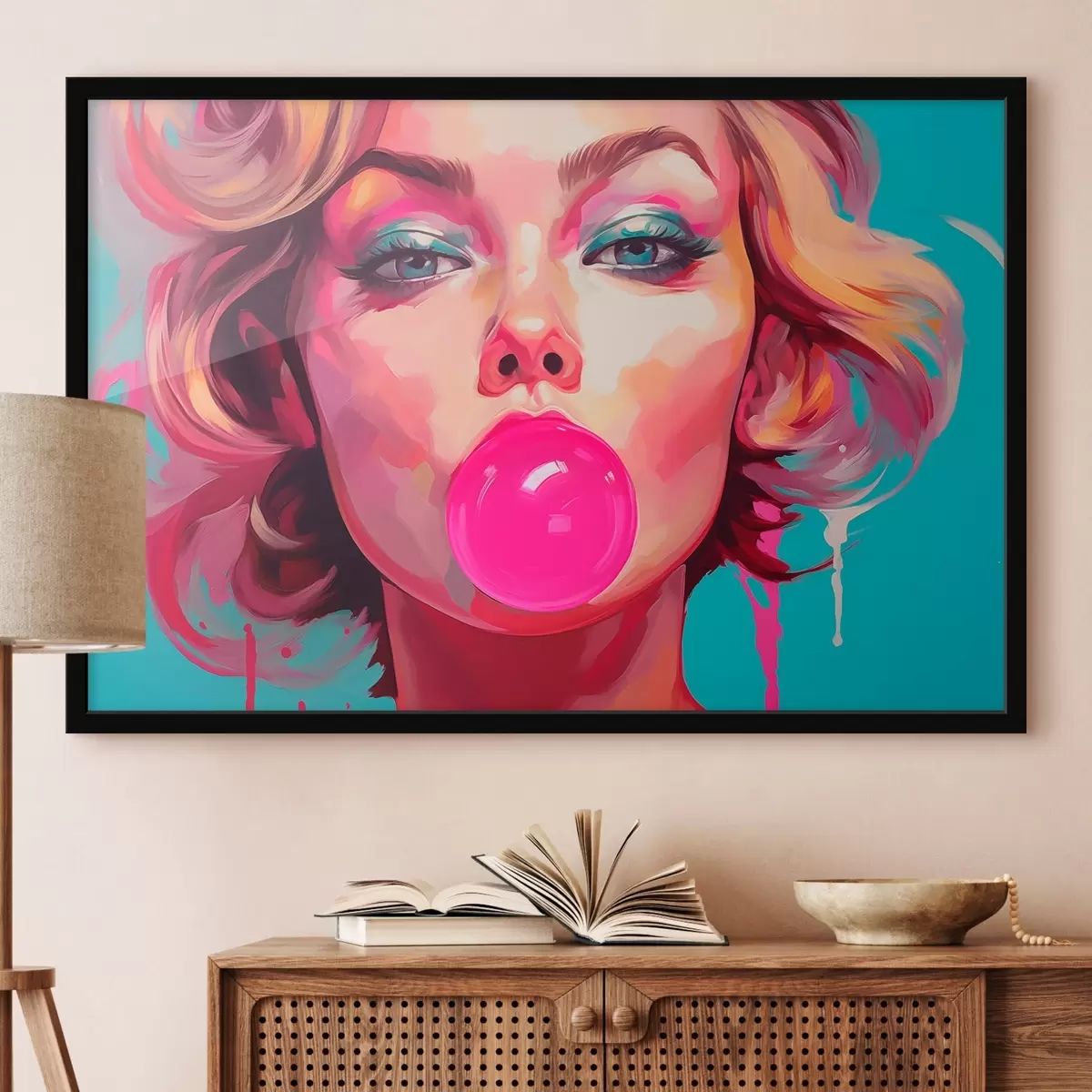 Poster Ragazza con gomma da masticare rosa f45321