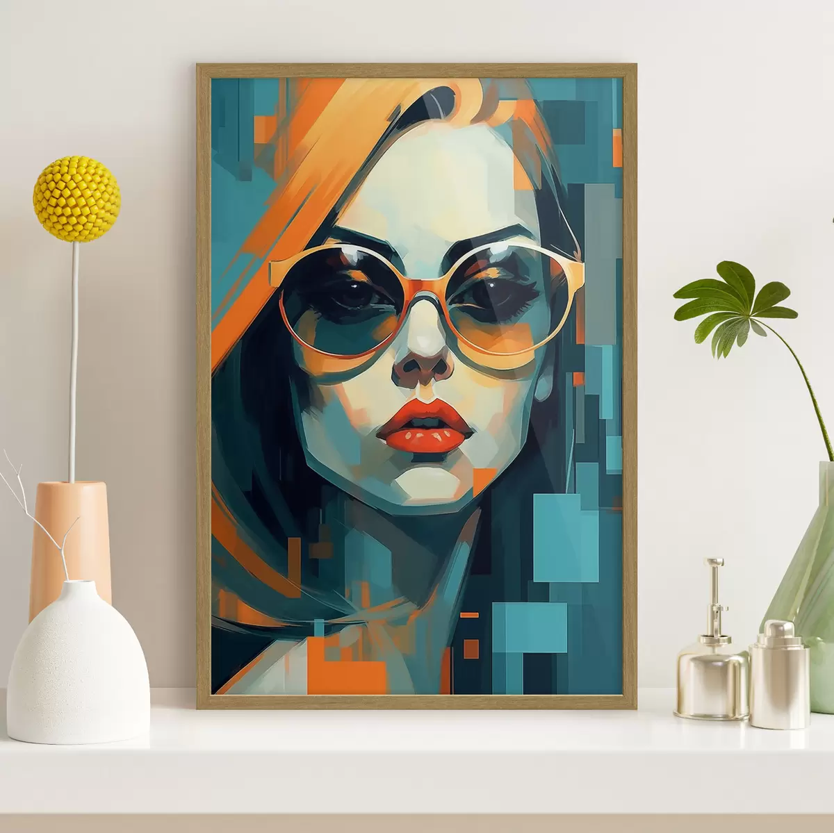 Poster Donna con occhiali da sole in stile pop art digitale f45327