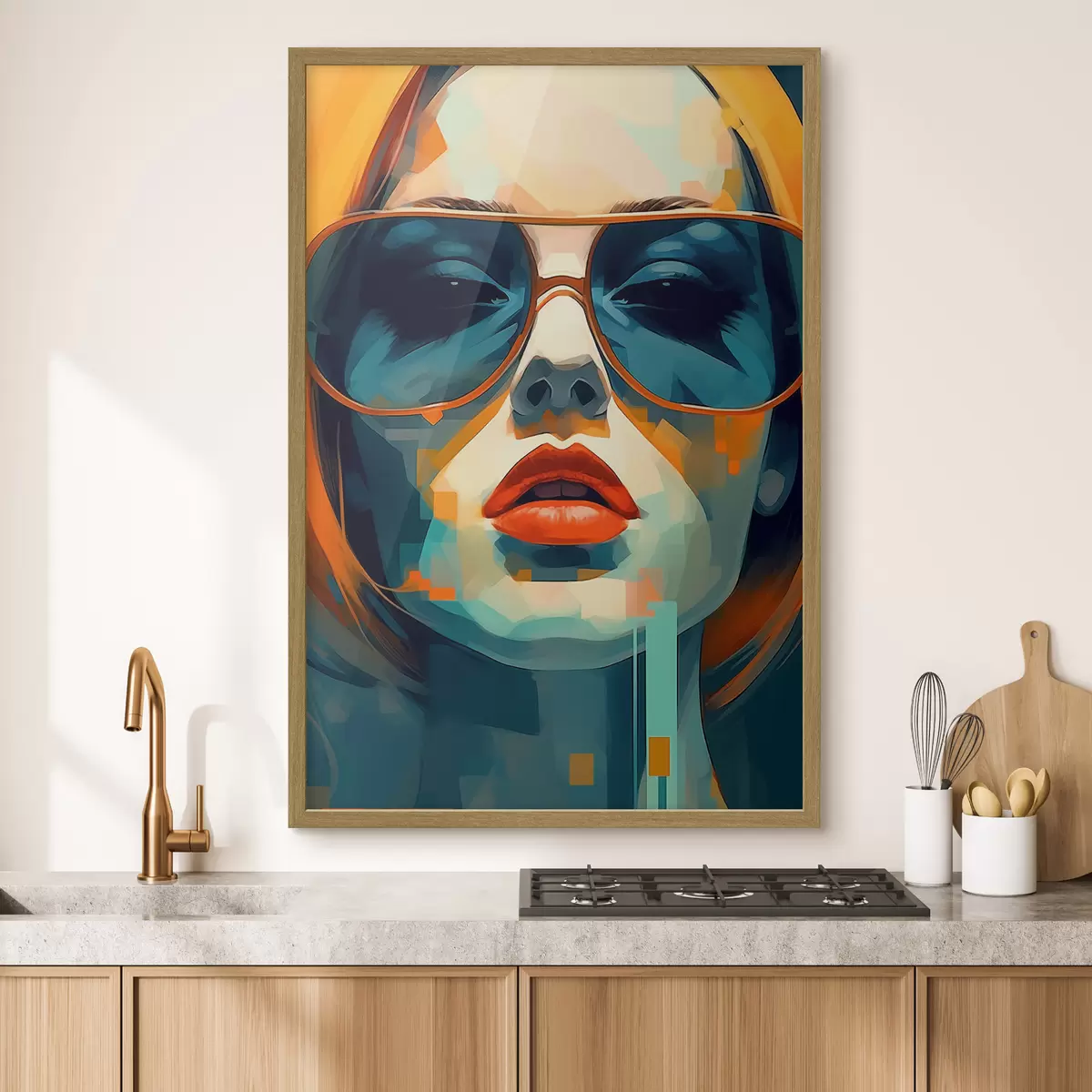Poster Ritratto femminile astratto con occhiali da sole f45328