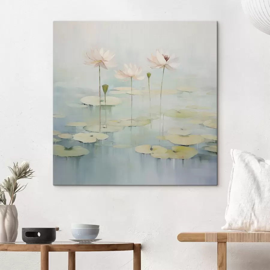 carta da parati Foglie e fiori di loto sullo stagno nr. s45350