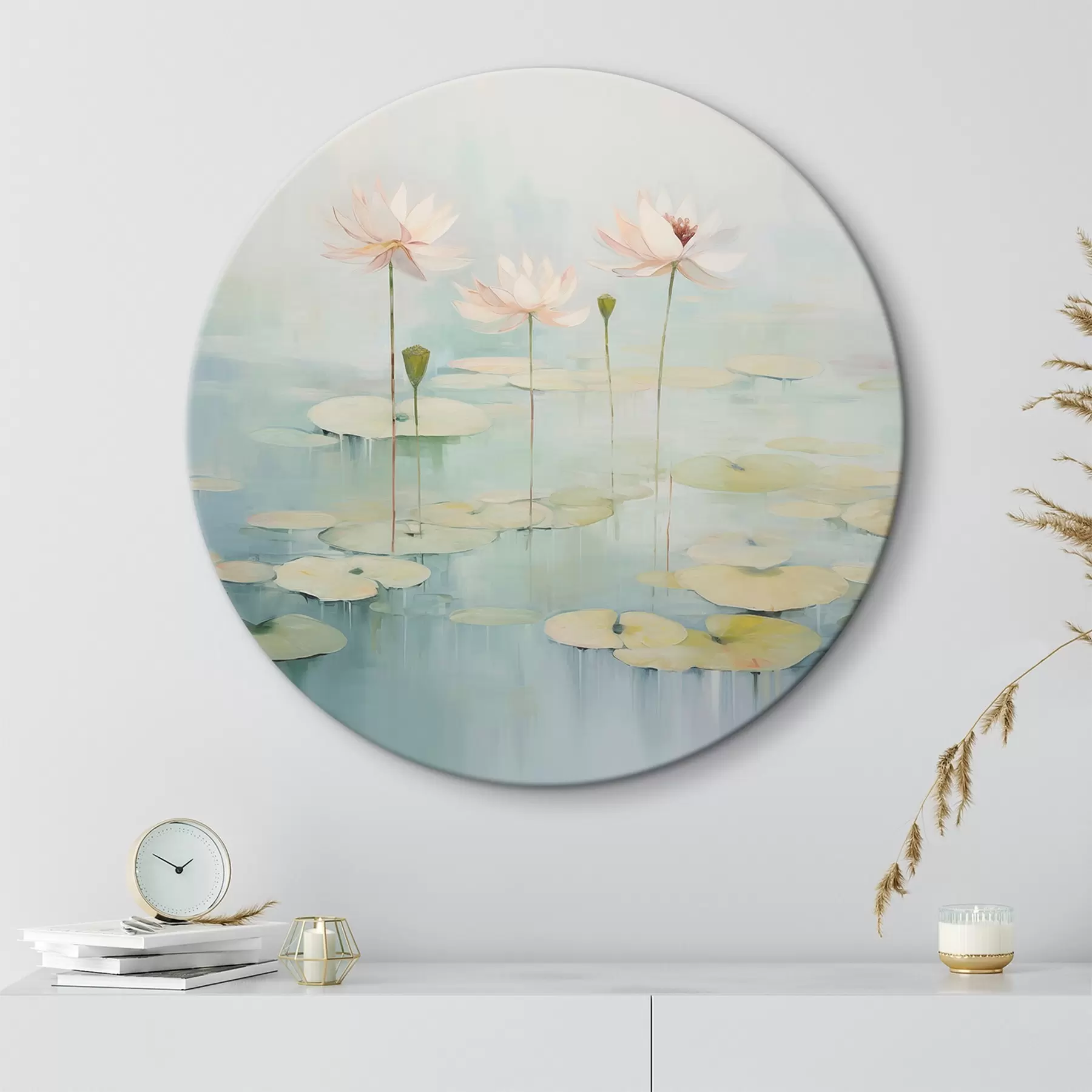 carta da parati Foglie e fiori di loto sullo stagno nr. r45350