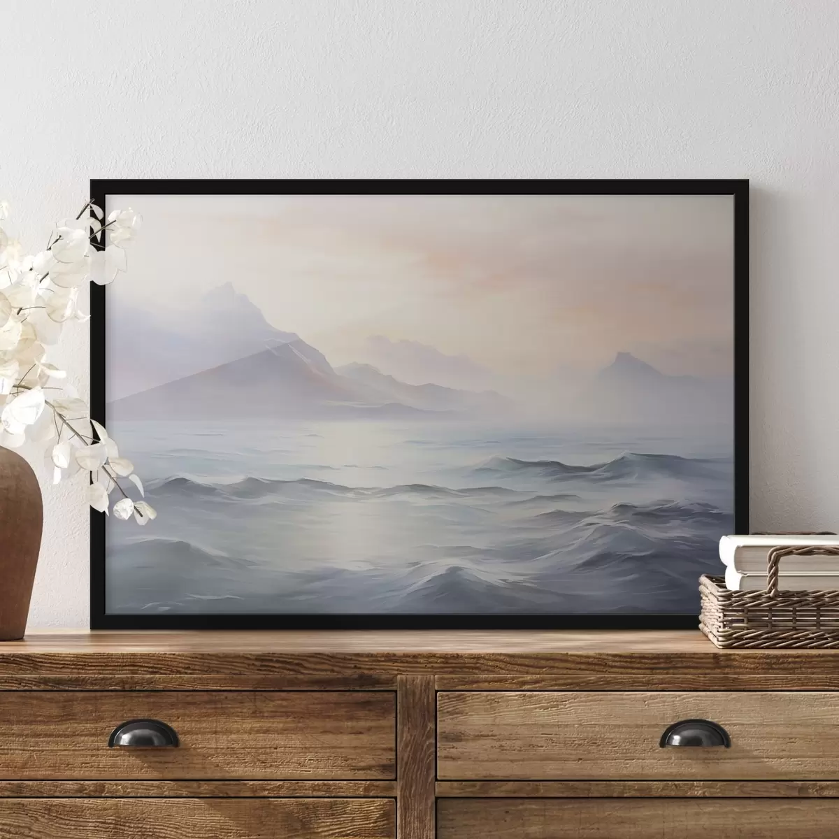 Poster Lago vicino alle montagne imitazione della pittura f45344