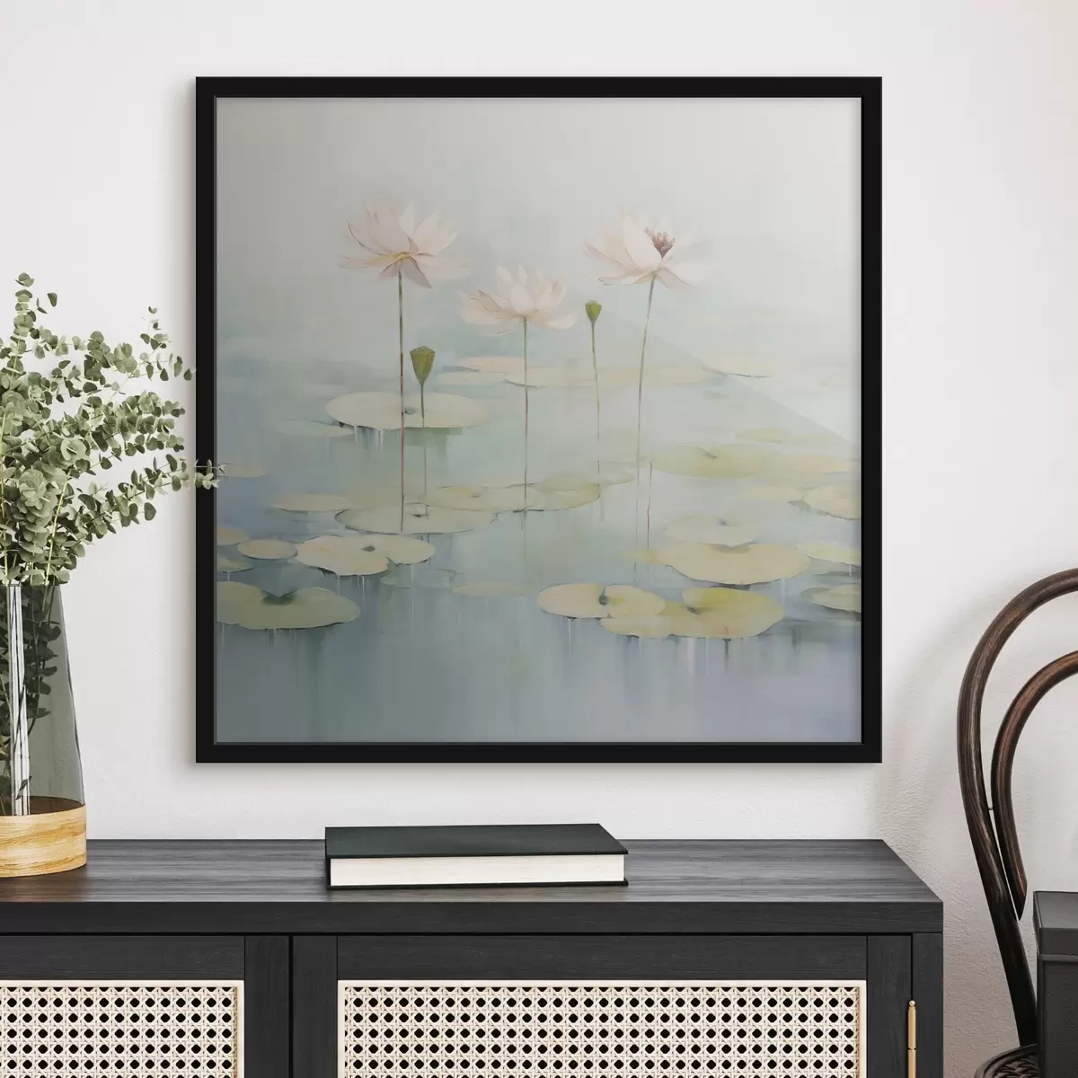 Poster Foglie e fiori di loto sullo stagno f45350