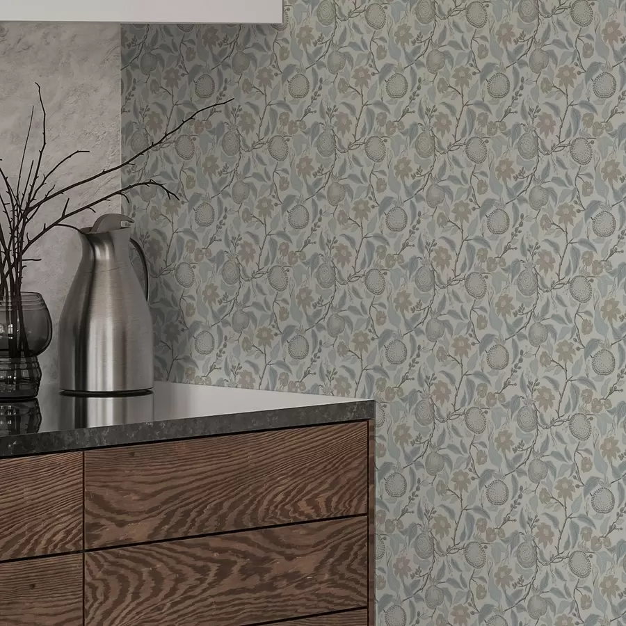 carta da parati Rami di melograno e fiori in stile vintage nr. a00383