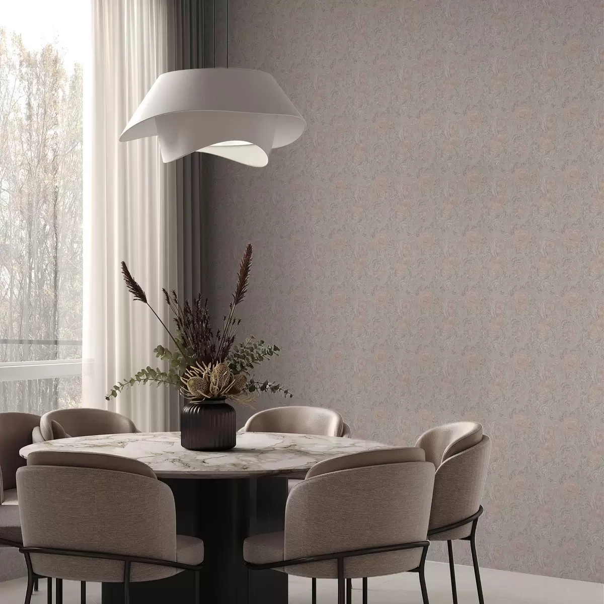 Carta da parati Morbidi fiori pastello in stile art nouveau a00394