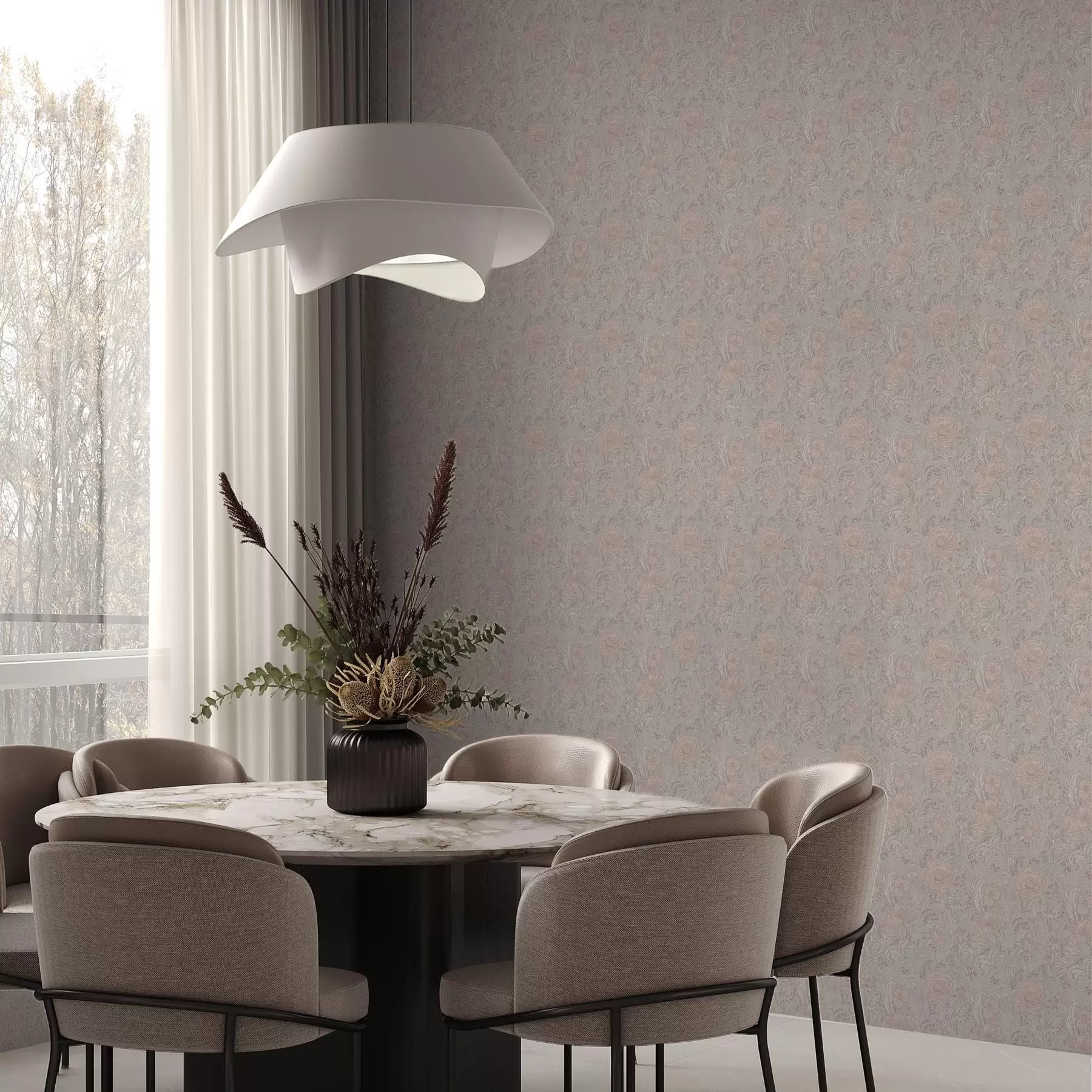 carta da parati Morbidi fiori pastello in stile art nouveau nr. a00394