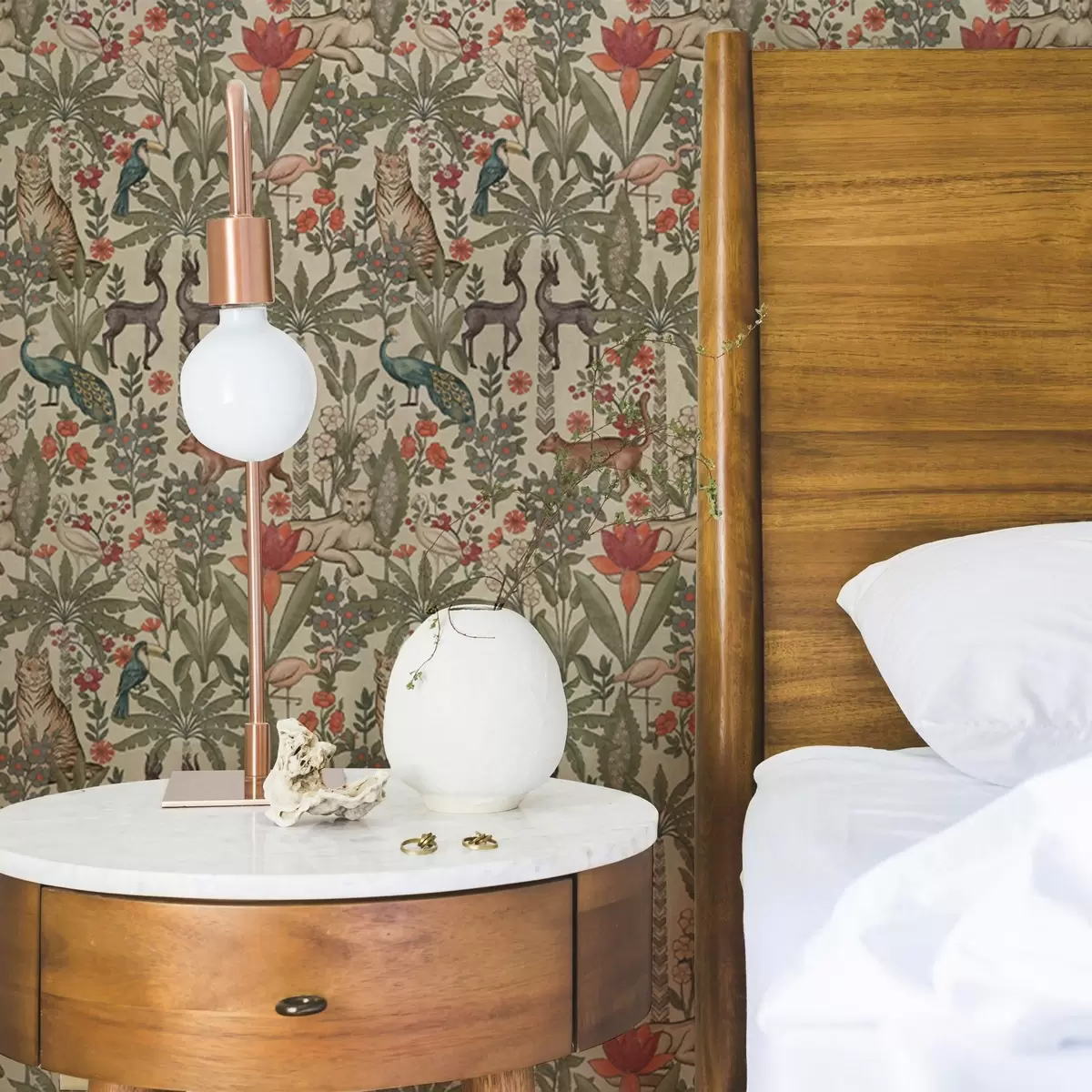 Carta da parati Stile retrò: Animali e fiori su sfondo vintage a00431