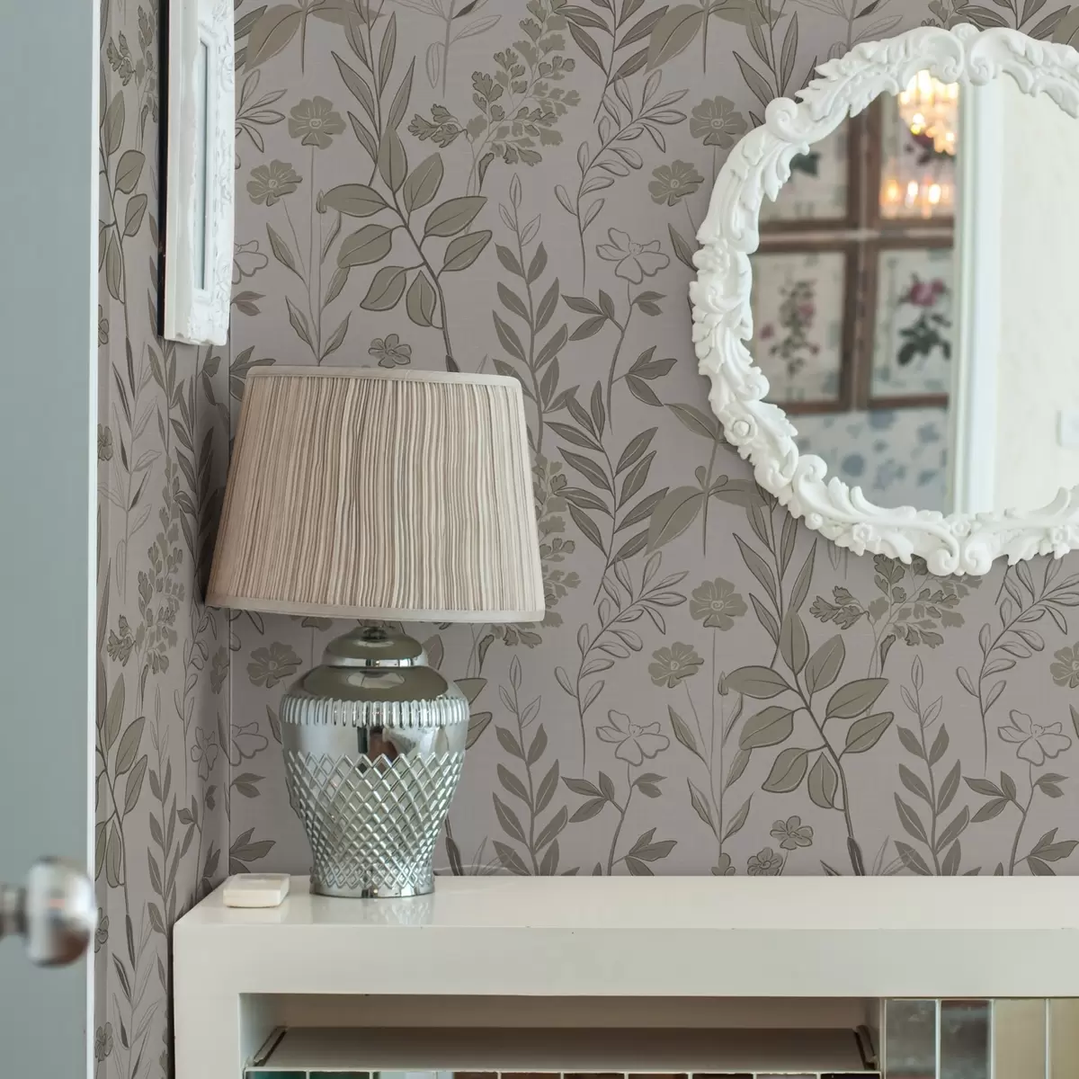 Carta da parati Fiori selvatici abbozzati in toni naturali a00432