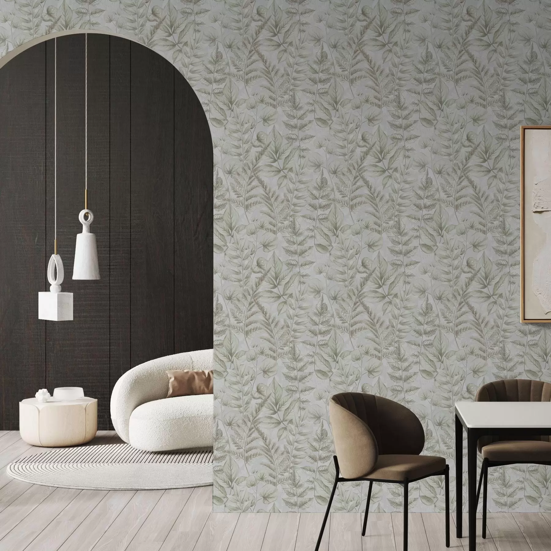 carta da parati Foglie morbide e pastello in stile botanico acquerellato nr. a00437