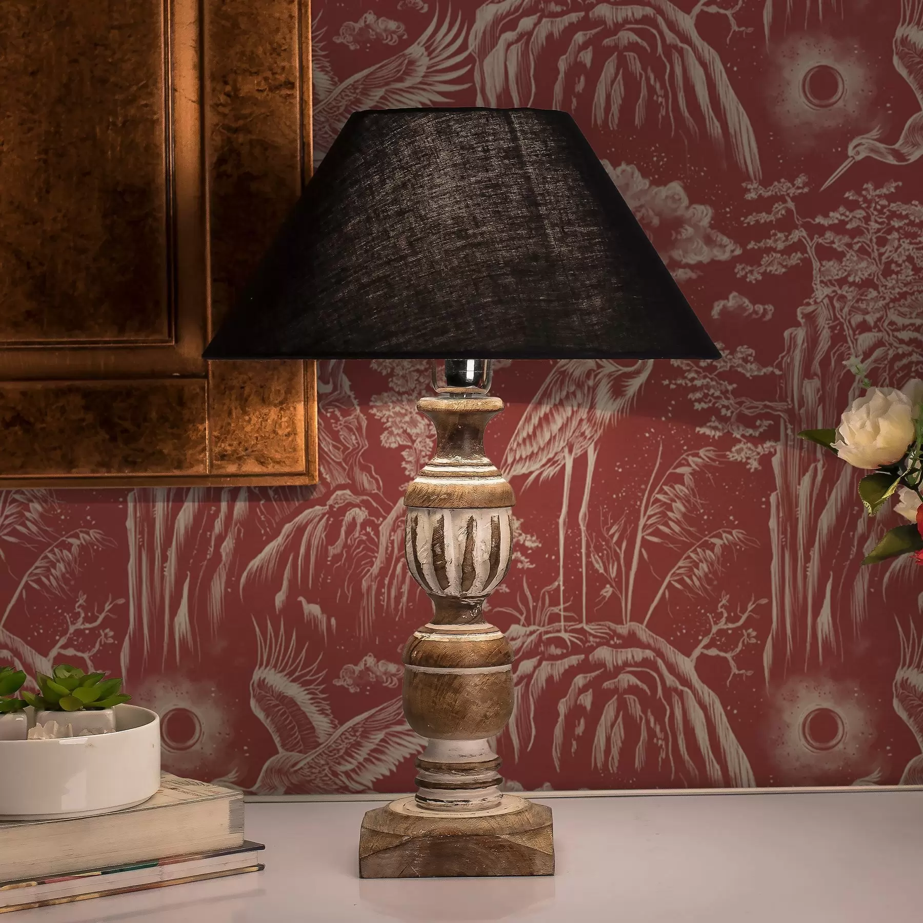 carta da parati Aironi, montagne e nuvole nello stile dell'incisione giapponese nr. a00458