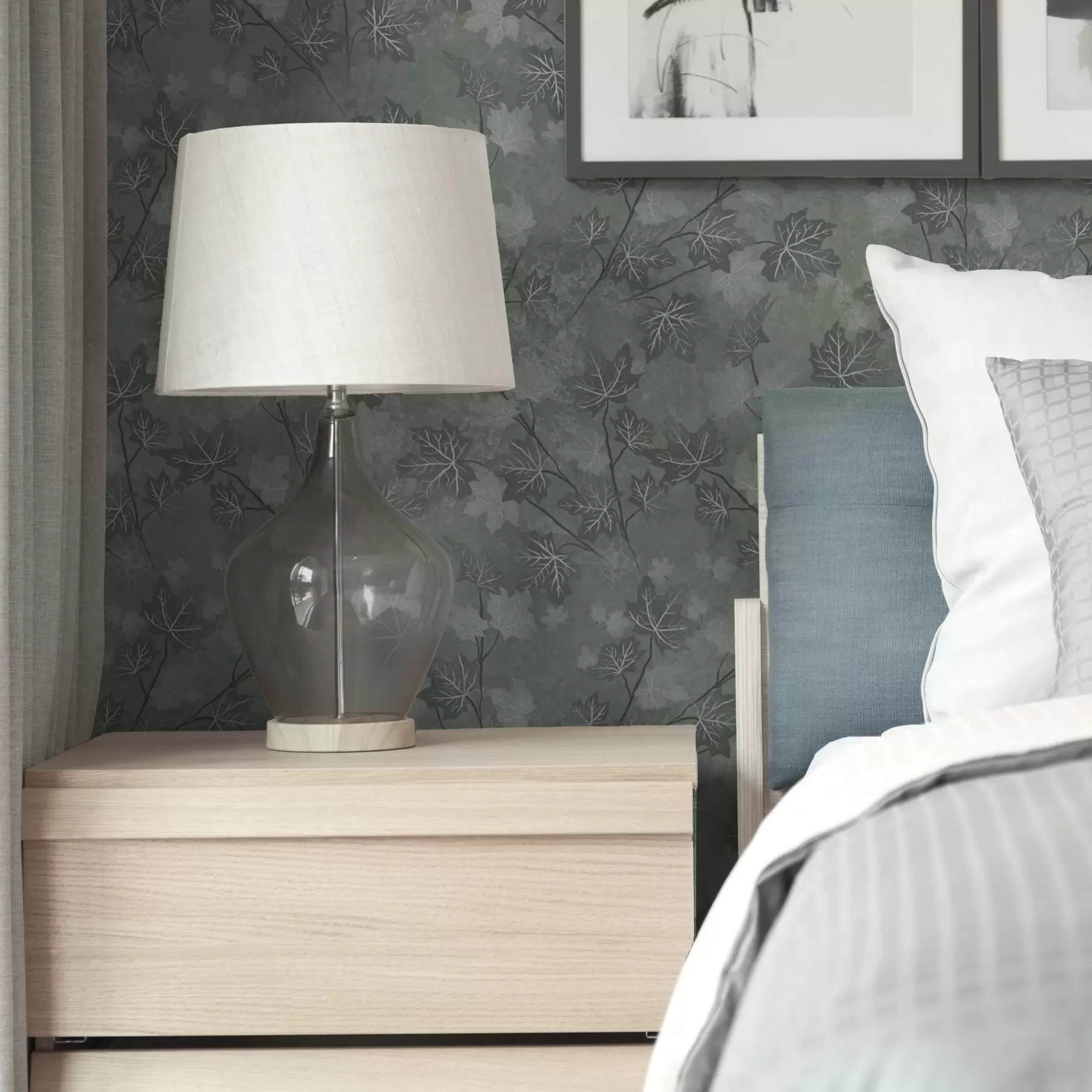 carta da parati Foglie d'acero opache nei toni del verde tenue nr. a00464