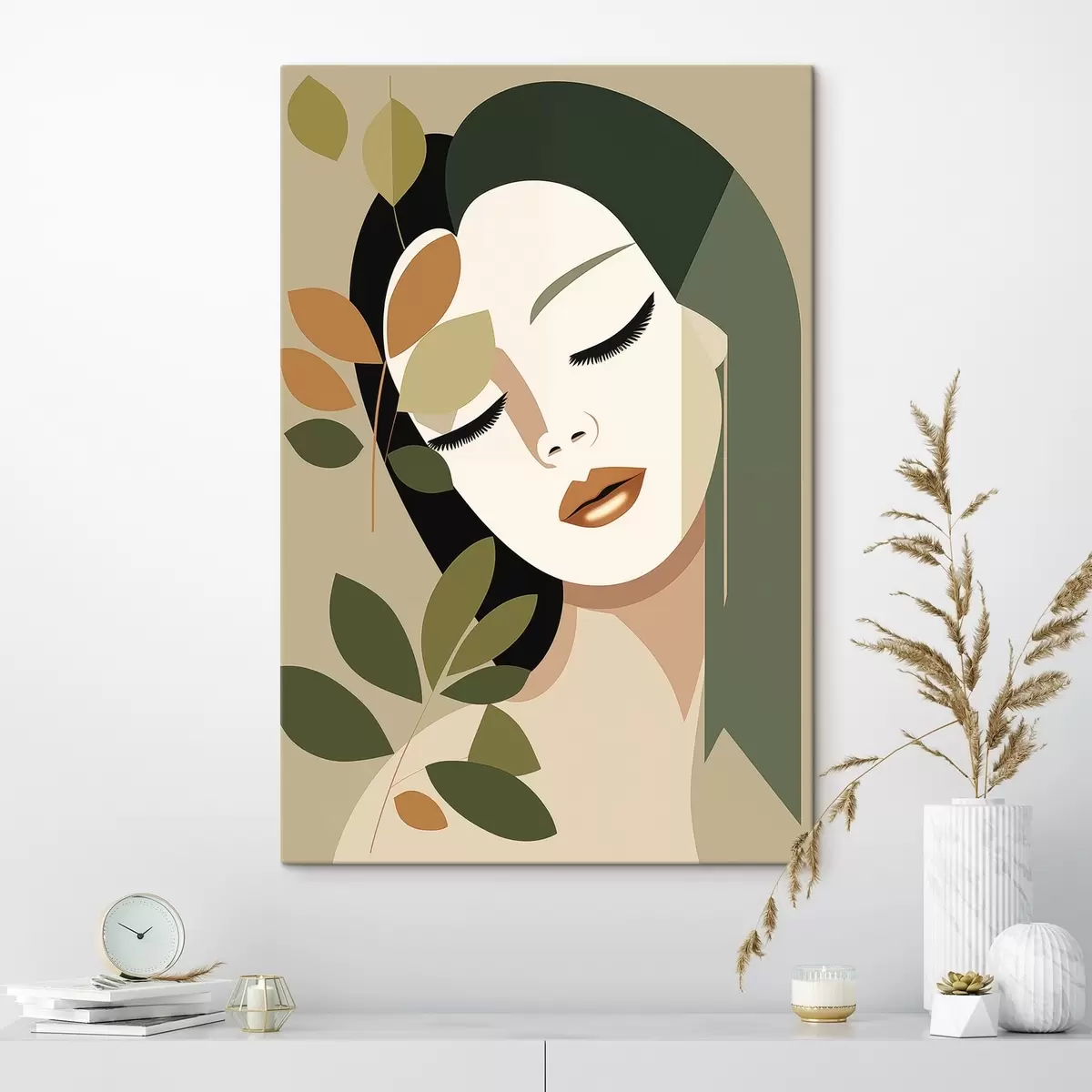 carta da parati Ragazza con foglie nr. s45388