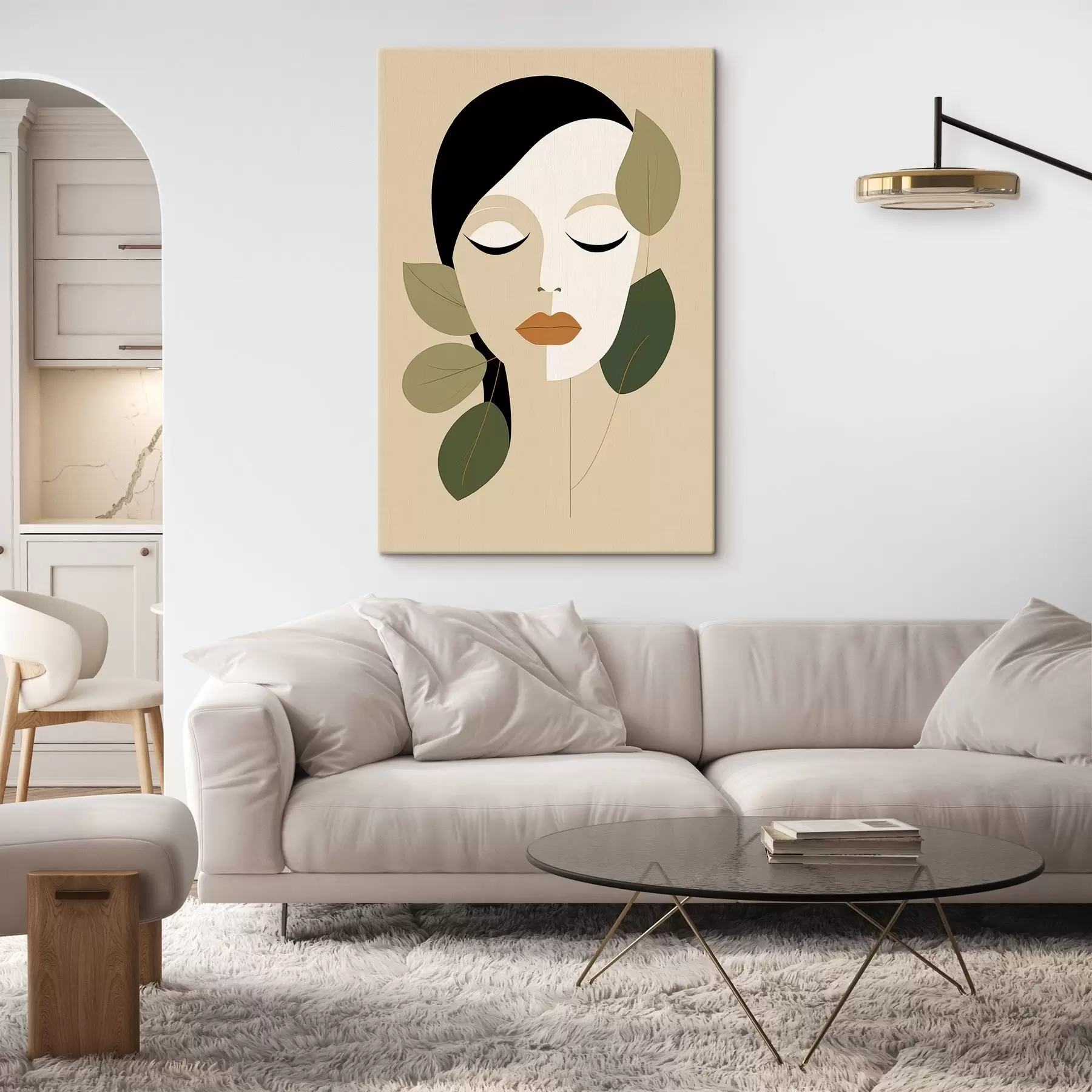 carta da parati Ragazza con foglie nr. s45389