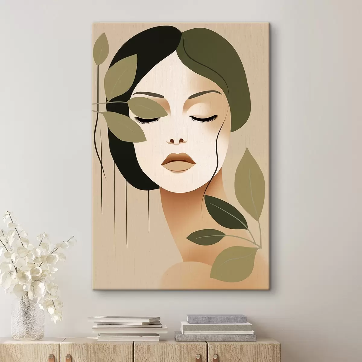 carta da parati Ragazza con foglie nr. s45390