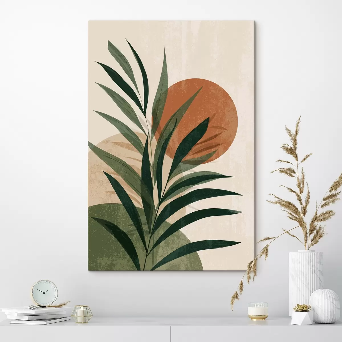 carta da parati Foglie verdi e tramonto nr. s45394