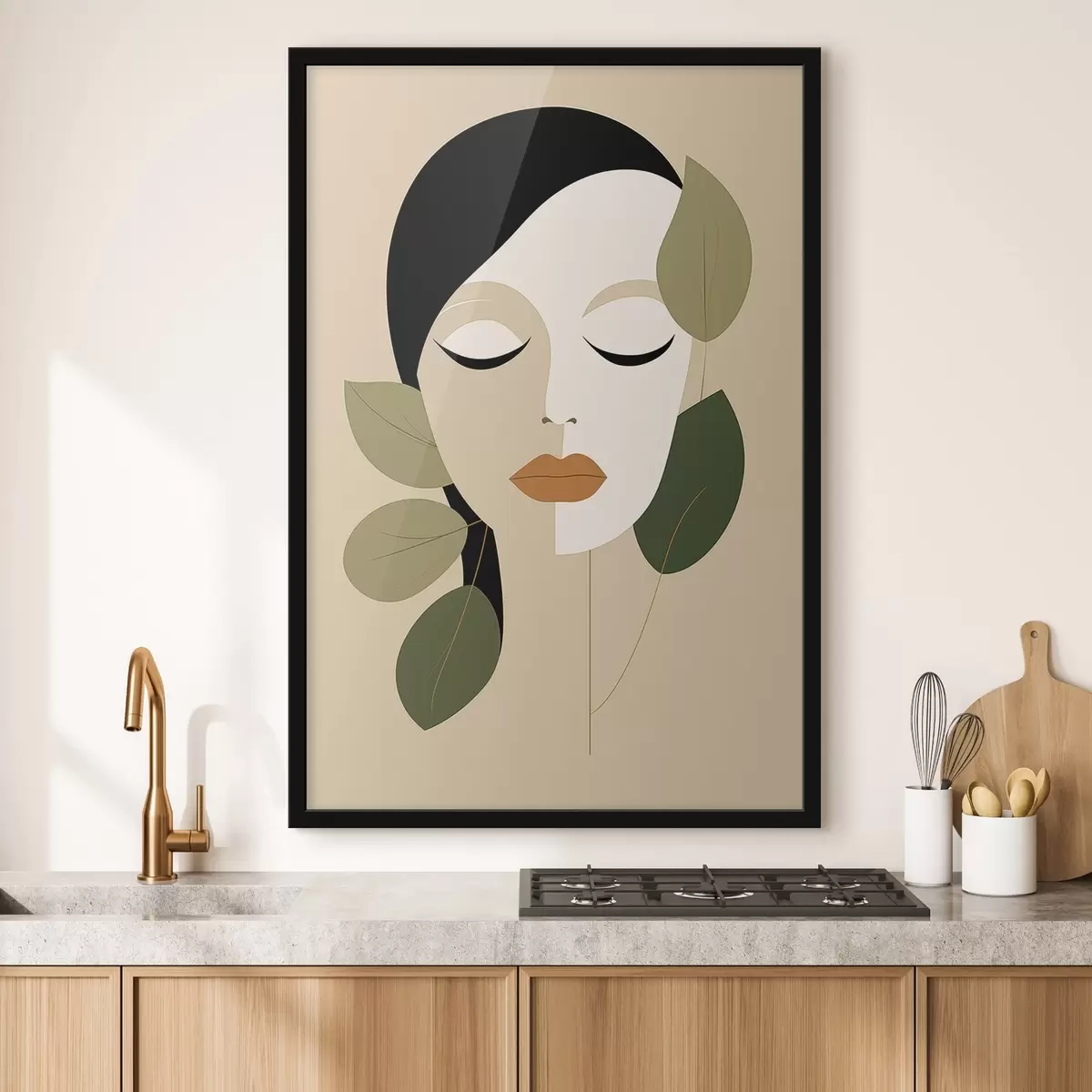 Poster Ragazza con foglie f45389