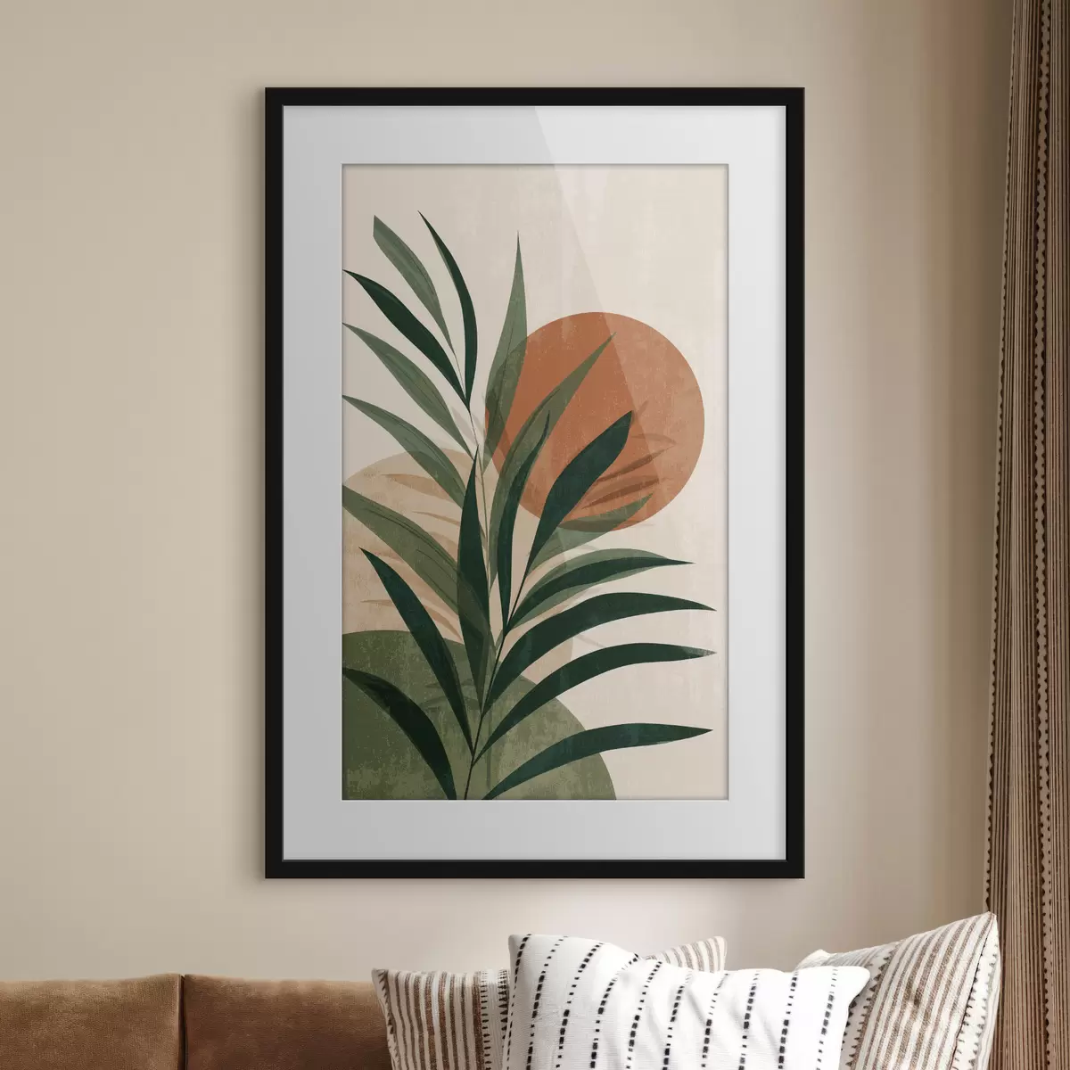 Poster Foglie verdi e tramonto f45394