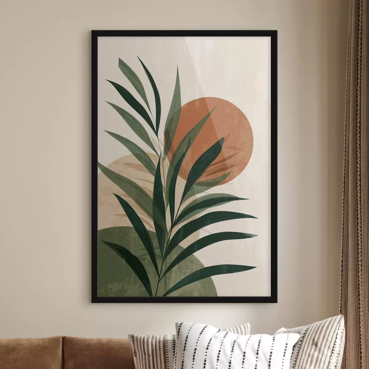 Poster Foglie verdi e tramonto f45394