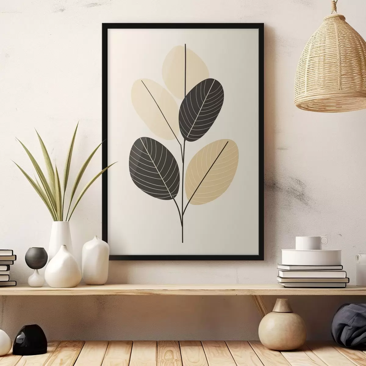 Poster Composizione astratta con forme ovali strutturate su sfondo in rilievo f45402