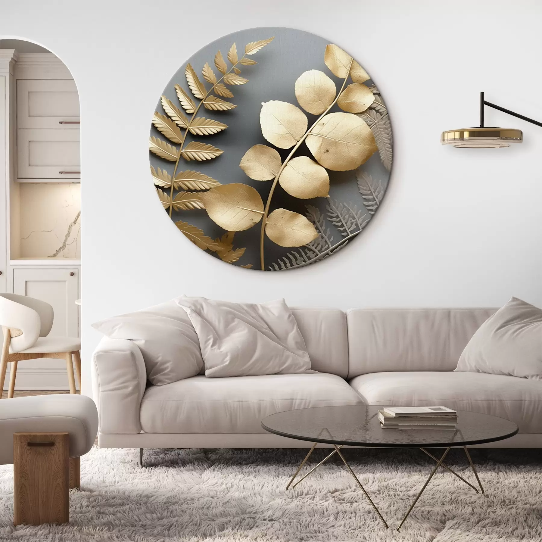 carta da parati Rami di felce ed eucalipto su sfondo scuro nr. r45334