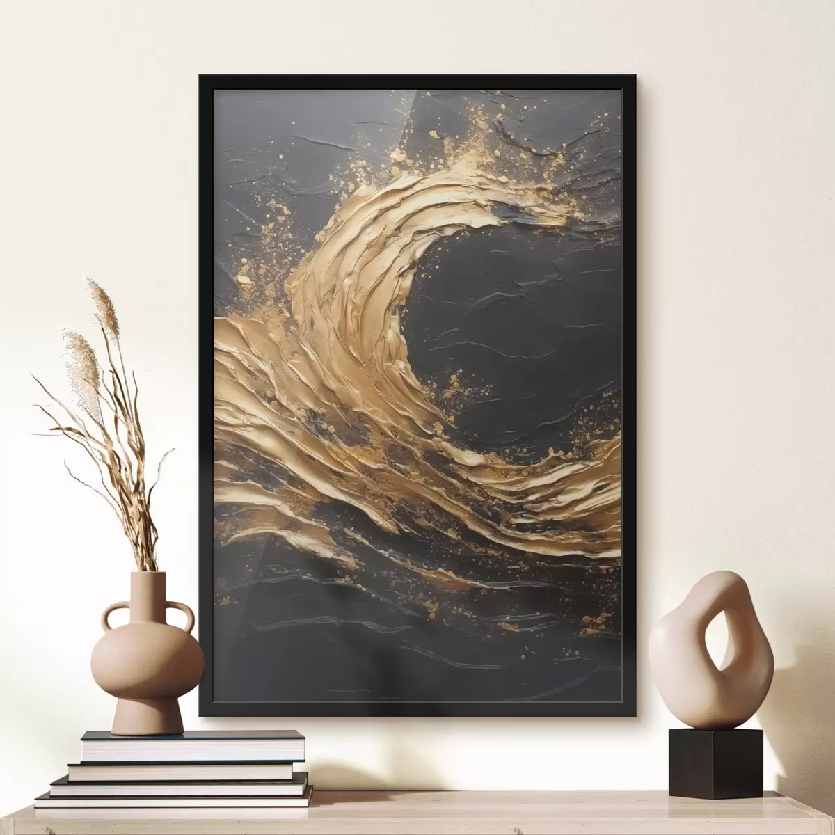 Poster Onda astratta nei toni dell'arancio f45441