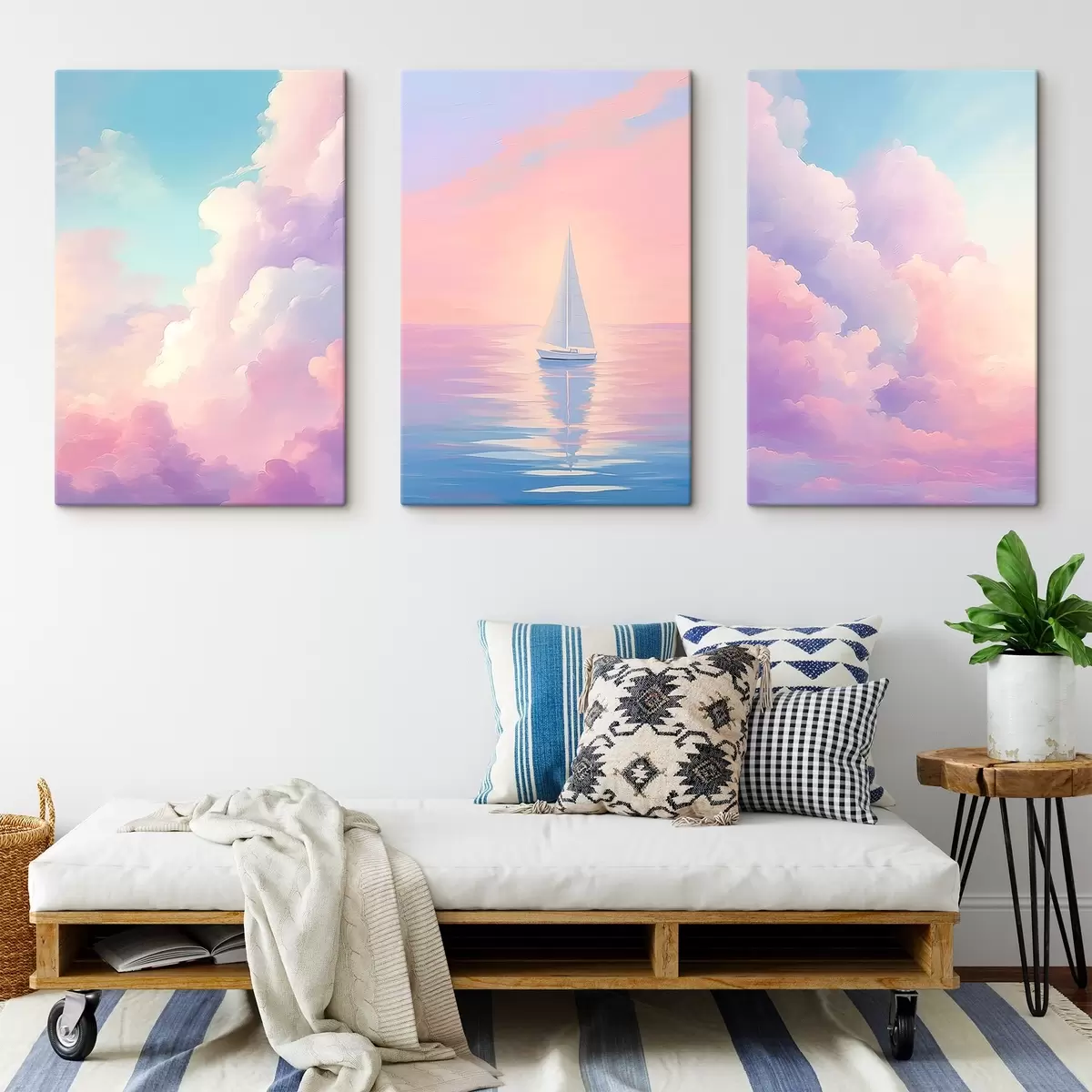 carta da parati Barca a vela in mare su uno sfondo di nuvole nr. m00619