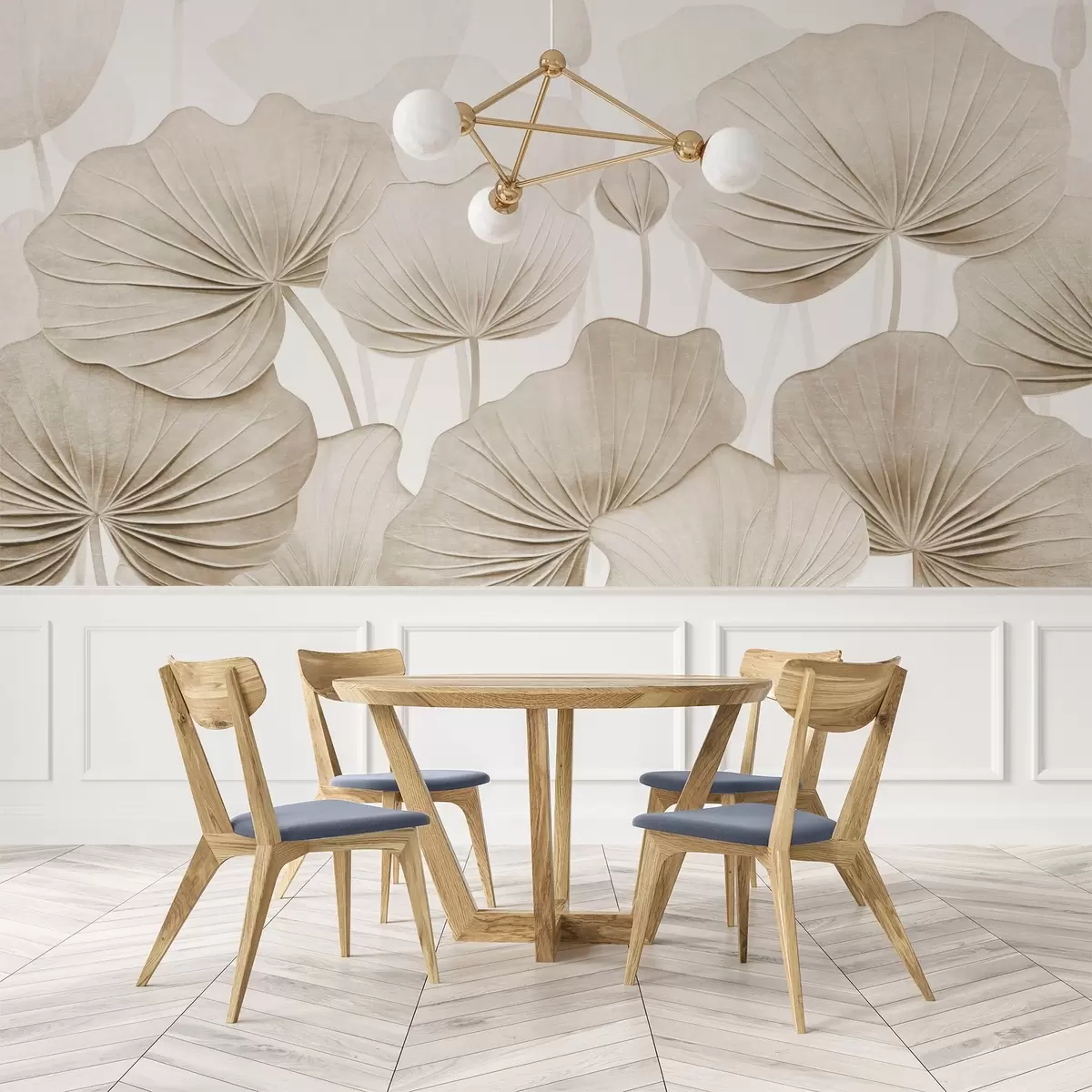 carta da parati Foglie di loto con imitazione di una texture afflitta nr. w04412v1