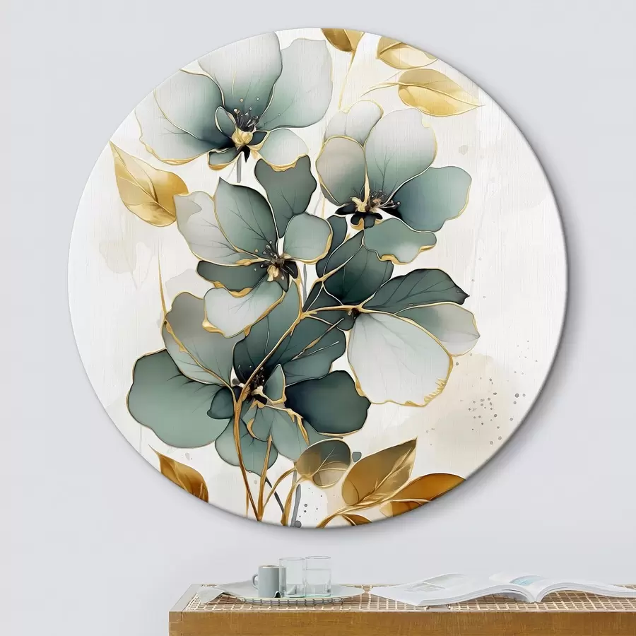 carta da parati Ramo astratto con fiori e foglie nr. r45367