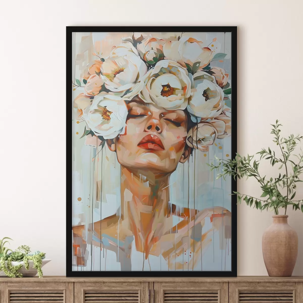 Poster Ritratto di donna con fiori f45370