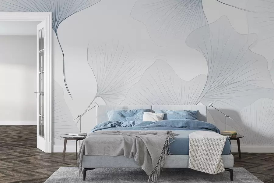 Carta da parati nature Foglie di ginkgo trasparenti 